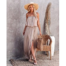 Positive Energy Strapless Maxi Dress - Taupe