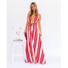 Happy Hues Striped Tie Front Maxi Dress