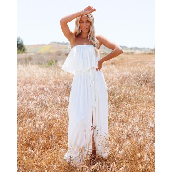 Positive Energy Strapless Maxi Dress - Off White