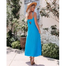 Gardenia Pocketed Maxi Dress - Ocean Blue