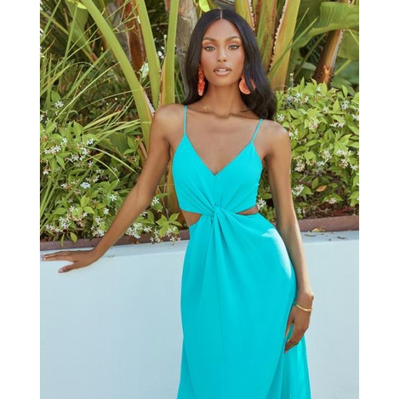 Giverny Twist Front Cutout Maxi Dress - Turquoise